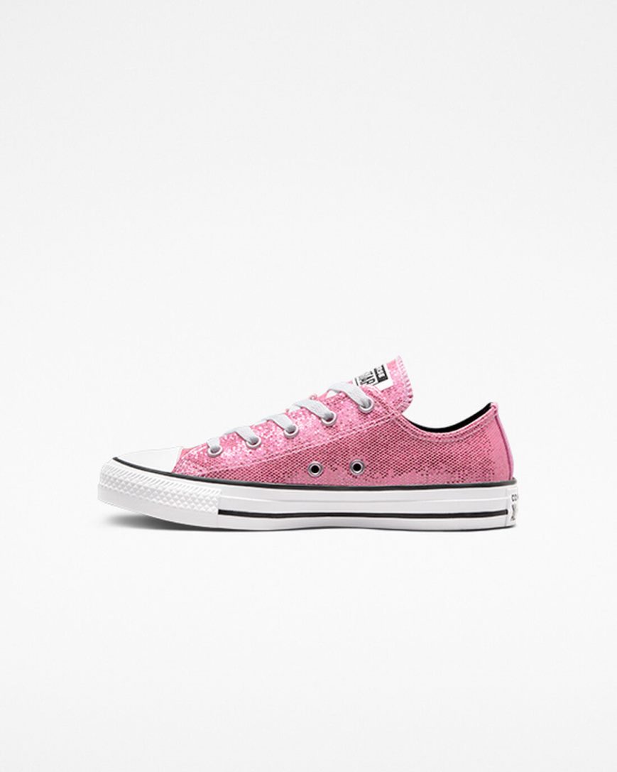 Girls' Converse Chuck Taylor All Star Glitter Low Top Shoes Pink / Black | AU 493C6G